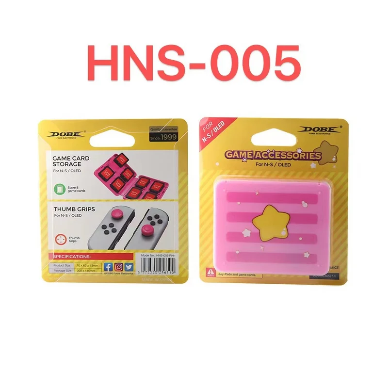 Dobe Game Card Storage + JoyCon Silicon Thumb Grips for Switch/ Switch OLED (Pink) HNS-005