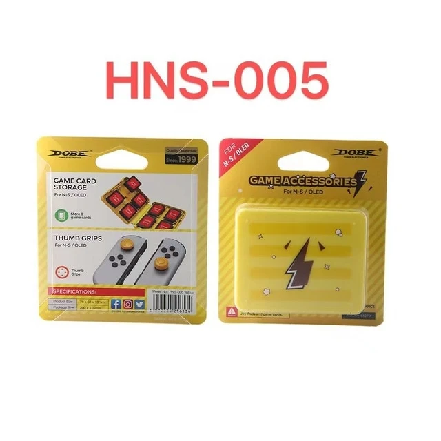 Dobe Game Card Storage + JoyCon Silicon Thumb Grips for Switch/ Switch OLED (Yellow) HNS-005