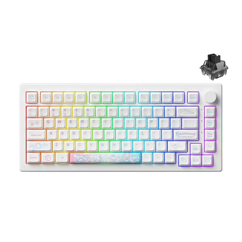 Akko Cinnamoroll 20th Anniversary 5075B Plus Multi-Modes RGB Hot-Swappable Mechanical Keyboard (KTT Black)