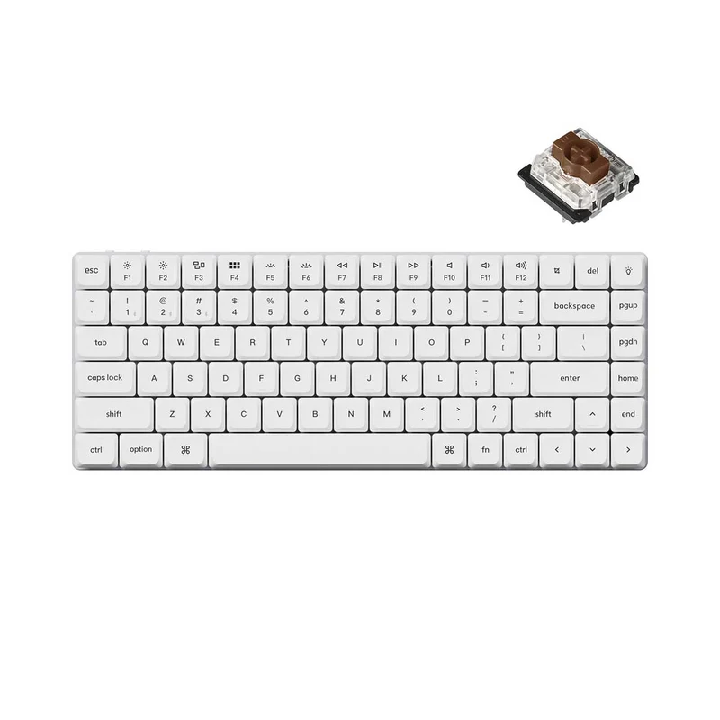 Keychron K3 Pro QMK/Via White Backlit Custom Wireless Mechanical Keyboard - White (Brown Switch) (K3P-O3)