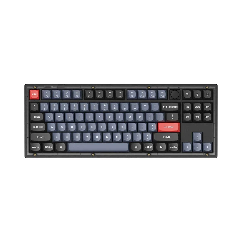 Keychron V3 QMK Fully Assembled Knob RGB Backlight Hot-Swappable TKL Wired Mechanical Keyboard - Frosted Black (K Pro Blue Switch) (V3-C2)