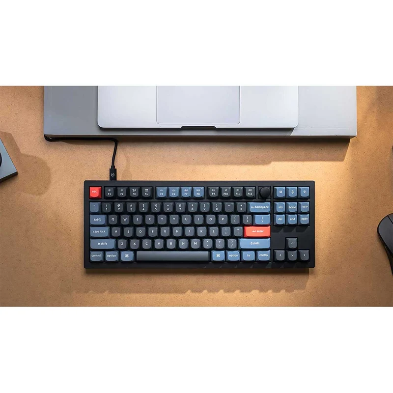 Keychron V3 QMK Fully Assembled Knob RGB Backlight Hot-Swappable TKL Wired Mechanical Keyboard - Frosted Black (K Pro Blue Switch) (V3-C2)