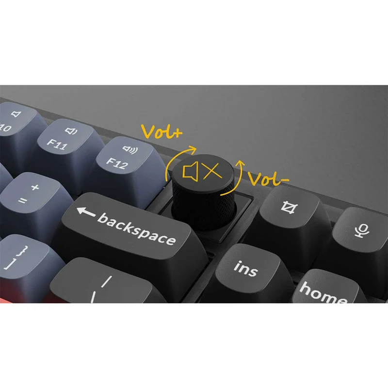 Keychron V3 QMK Fully Assembled Knob RGB Backlight Hot-Swappable TKL Wired Mechanical Keyboard - Frosted Black (K Pro Blue Switch) (V3-C2)