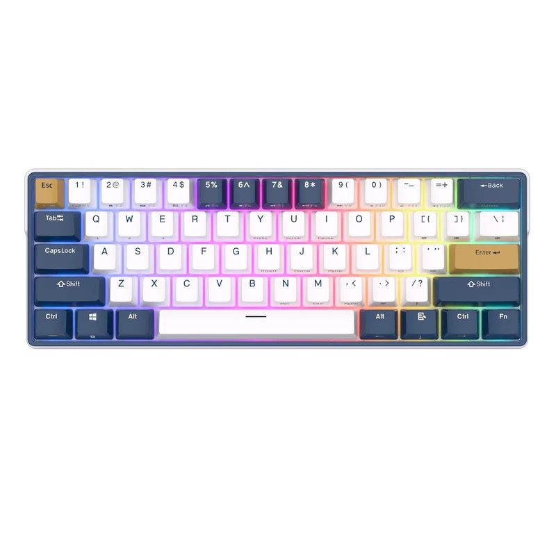 Royal Kludge RK61 Plus Tri-Mode RGB 61-Keys Hot-Swappable Mechanical Keyboard Klein Blue (Blue Switch)