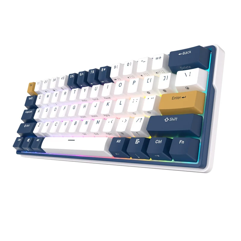 Royal Kludge RK61 Plus Tri-Mode RGB 61-Keys Hot-Swappable Mechanical Keyboard Klein Blue (Blue Switch)