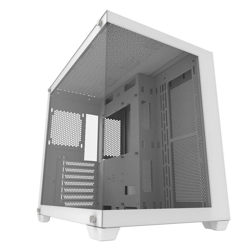 Darkflash C285P Tempered Glass Side Panel Dual Chamber ATX PC Case (White)