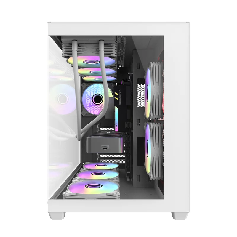 Darkflash C285P Tempered Glass Side Panel Dual Chamber ATX PC Case (White)