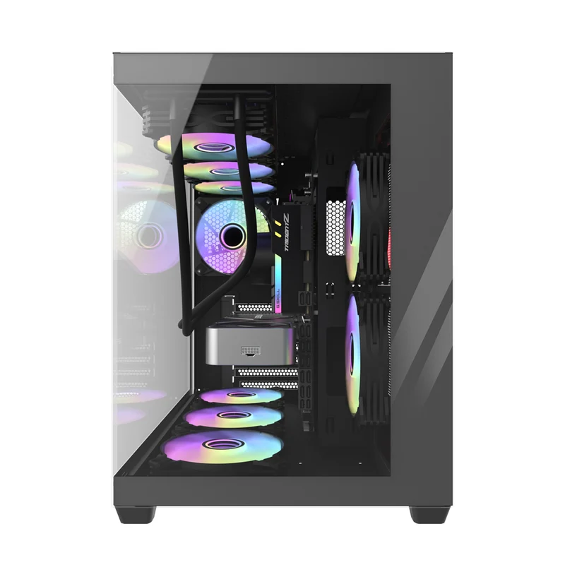 Darkflash C285P Tempered Glass Side Panel Dual Chamber ATX PC Case (Black)