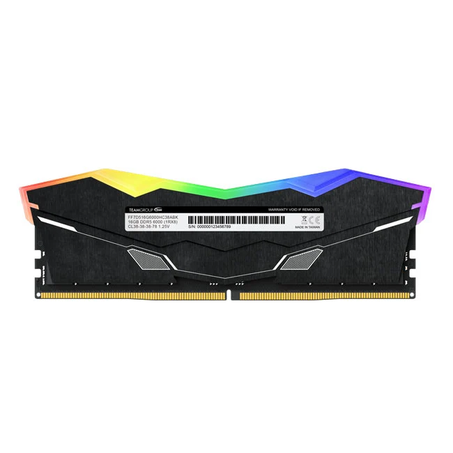 Teamgroup T-Force Delta A RGB 32GB (2x16GB) DDR5 AMD Expo 6000MHz CL38-38-38-78 1.25V Gaming Desktop Memory (Black) (FF7D532G6000HC38ADC01)