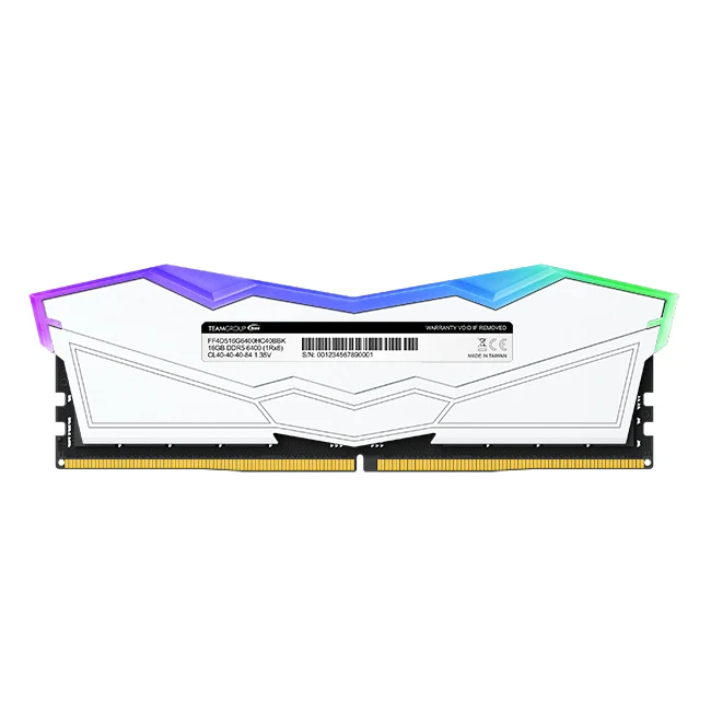 Teamgroup T-Force Delta RGB 16GB (1X16GB) DDR5 Intel XMP 6000MHZ CL38-38-38-78 1.25V Gaming Desktop Memory (White) (FF4D516G6000HC38A01)