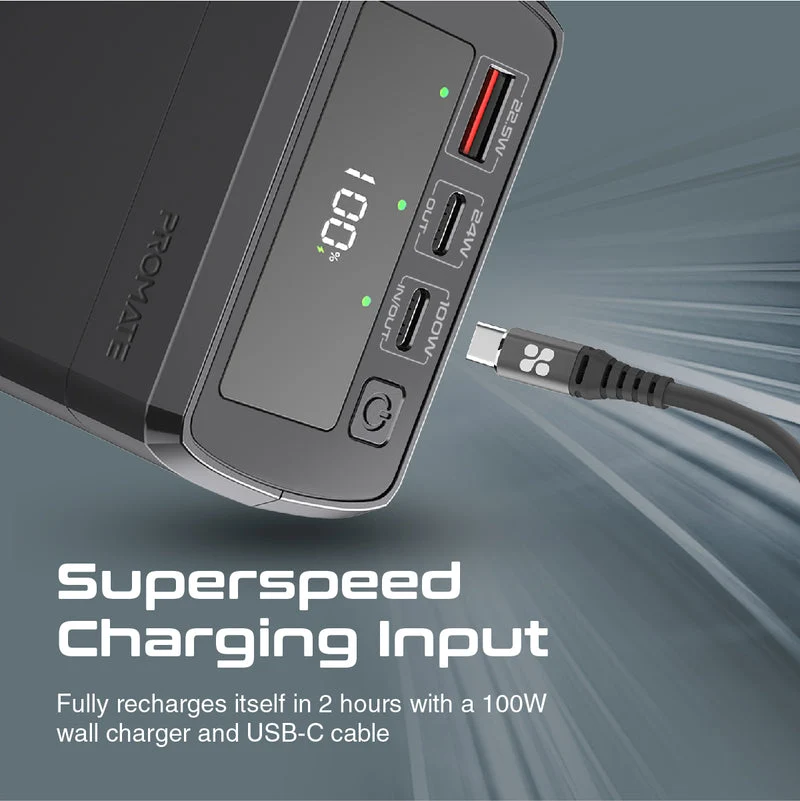 Promate Powermine 130W 38000mAH Quick Charging Power Bank