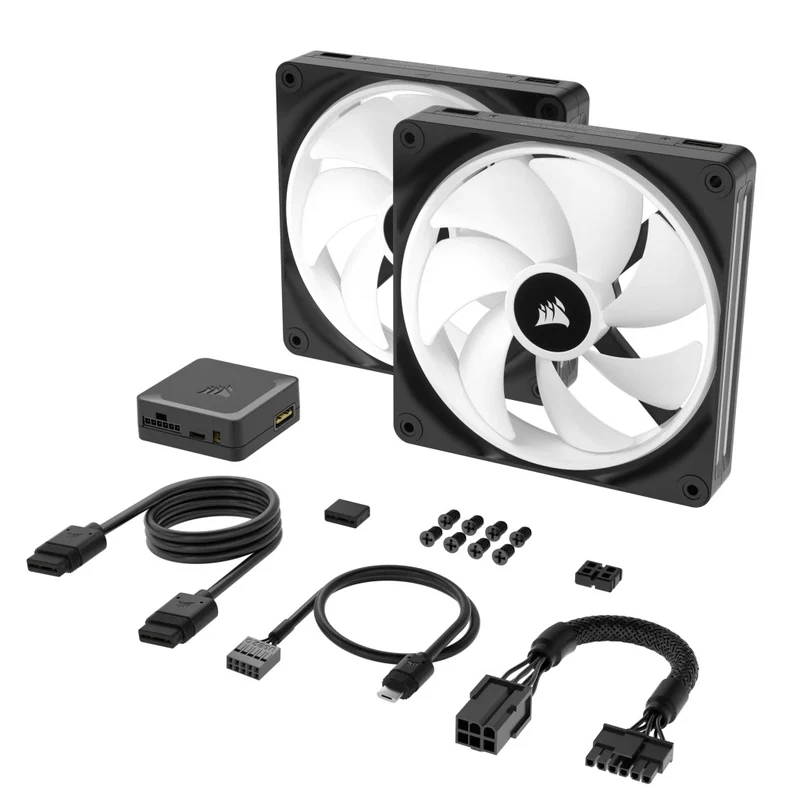 Corsair iCUE Link QX140 RGB 140mm PWM PC Fans Starter Kit With iCUE Link System Hub (Black) (Twin Pack)