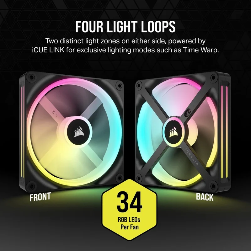 Corsair iCUE Link QX140 RGB 140mm PWM PC Fans Starter Kit With iCUE Link System Hub (Black) (Twin Pack)