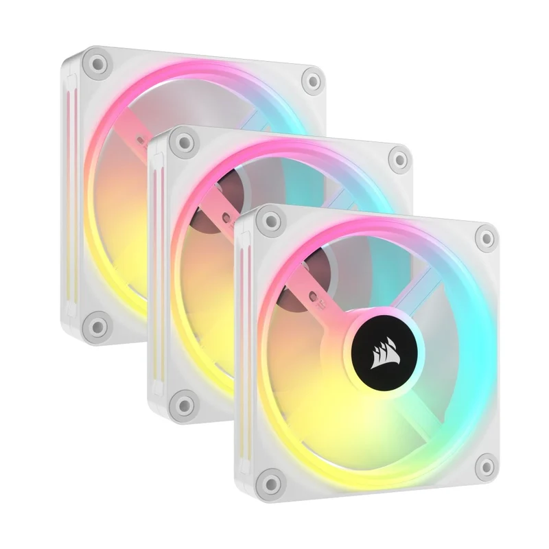 Corsair iCUE Link QX120 RGB 120mm PWM PC Fans Starter Kit With iCUE Link System Hub (White) (Triple Pack)