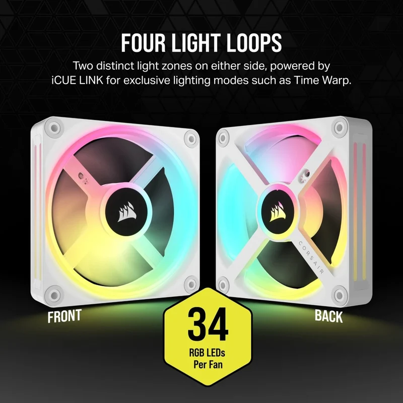 Corsair iCUE Link QX120 RGB 120mm PWM PC Fans Starter Kit With iCUE Link System Hub (White) (Triple Pack)