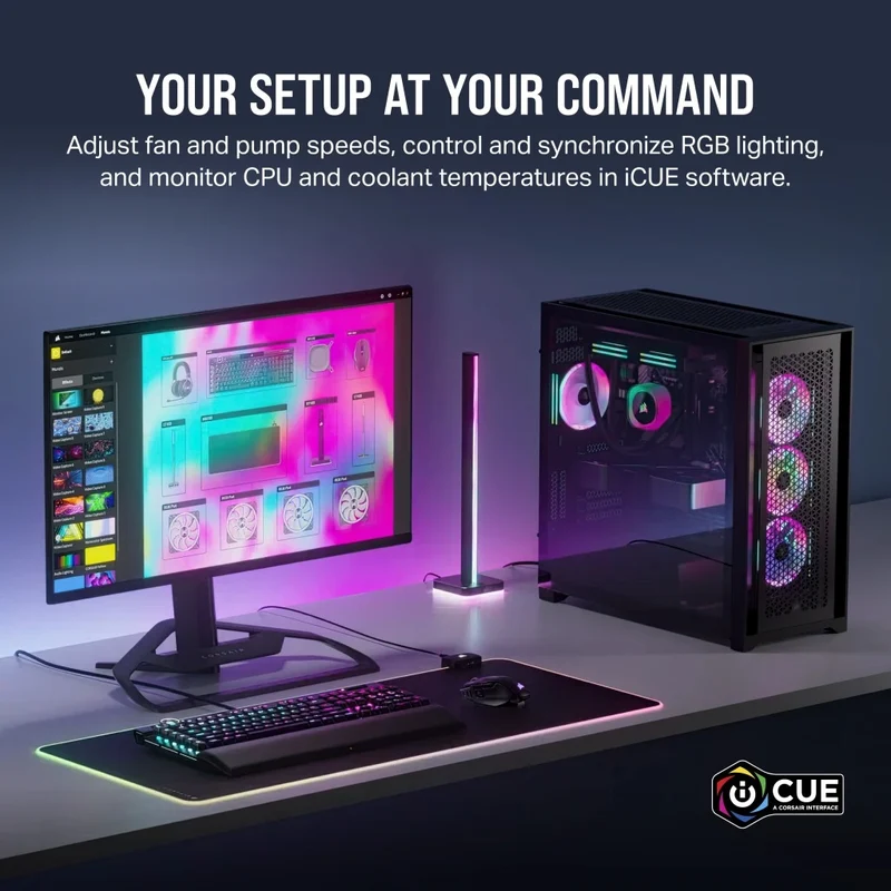 Corsair iCUE Link QX120 RGB 120mm PWM PC Fans Starter Kit With iCUE Link System Hub (White) (Triple Pack)