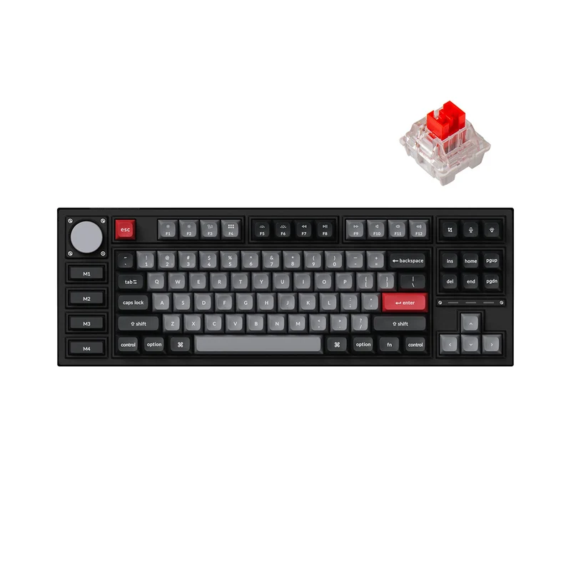 Keychron Q3 Pro QMK/Via Fully Assembled With Knob SE Hot-Swappable RGB Backlight Wireless TKL Custom Mechanical Keyboard - Carbon Black (K Pro Red Switch) (Q3P-M1)