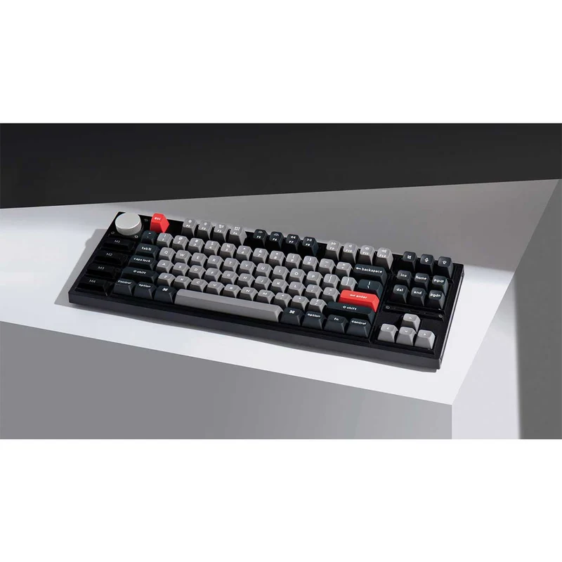 Keychron Q3 Pro QMK/Via Fully Assembled With Knob SE Hot-Swappable RGB Backlight Wireless TKL Custom Mechanical Keyboard - Carbon Black (K Pro Red Switch) (Q3P-M1)