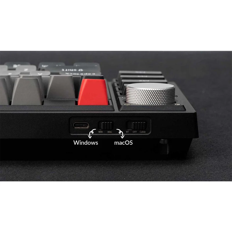 Keychron Q3 Pro QMK/Via Fully Assembled With Knob SE Hot-Swappable RGB Backlight Wireless TKL Custom Mechanical Keyboard - Carbon Black (K Pro Red Switch) (Q3P-M1)