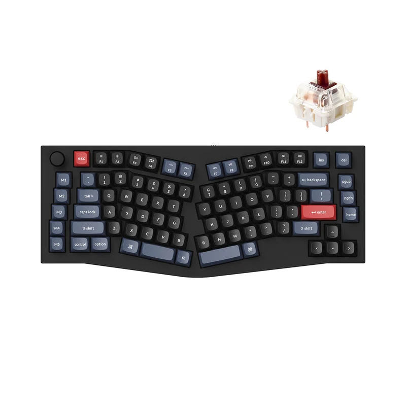 Keychron Q10 With Knob (Alice Layout) QMK Hot-Swappable RGB Backlight Custom Mechanical Keyboard - Carbon Black B (Gateron G Pro Brown Switch) (Q10-M3Z)