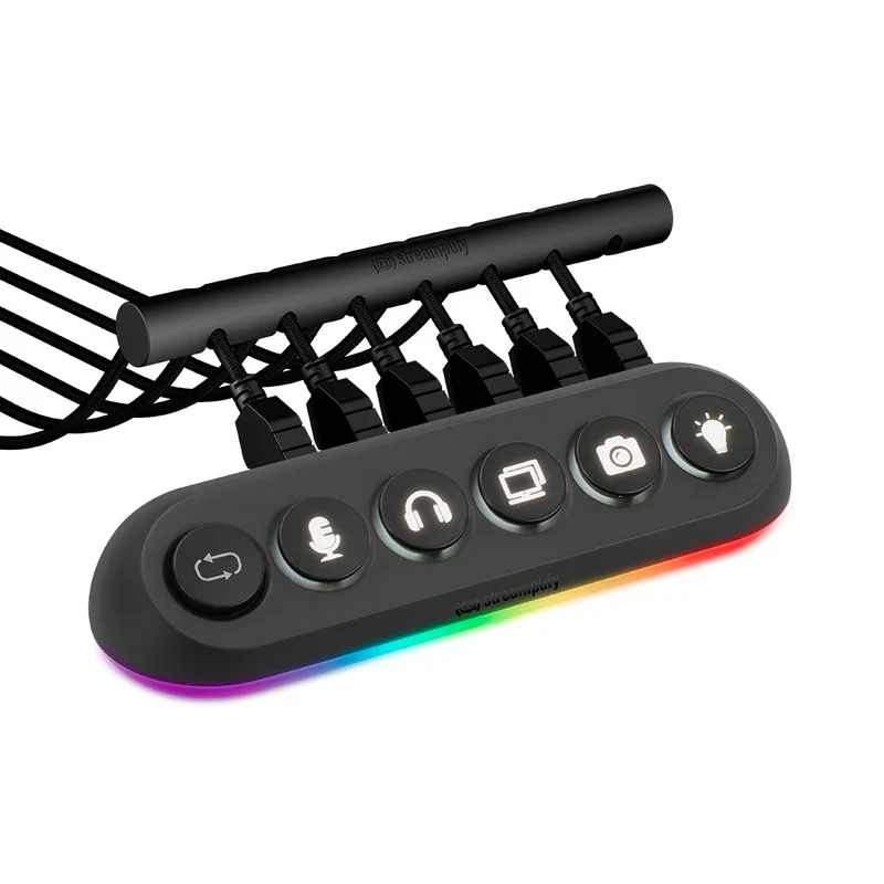 Streamplify Hub Deck 5 5-Port RGB USB Hub 7-Swappable Keycaps (Black)