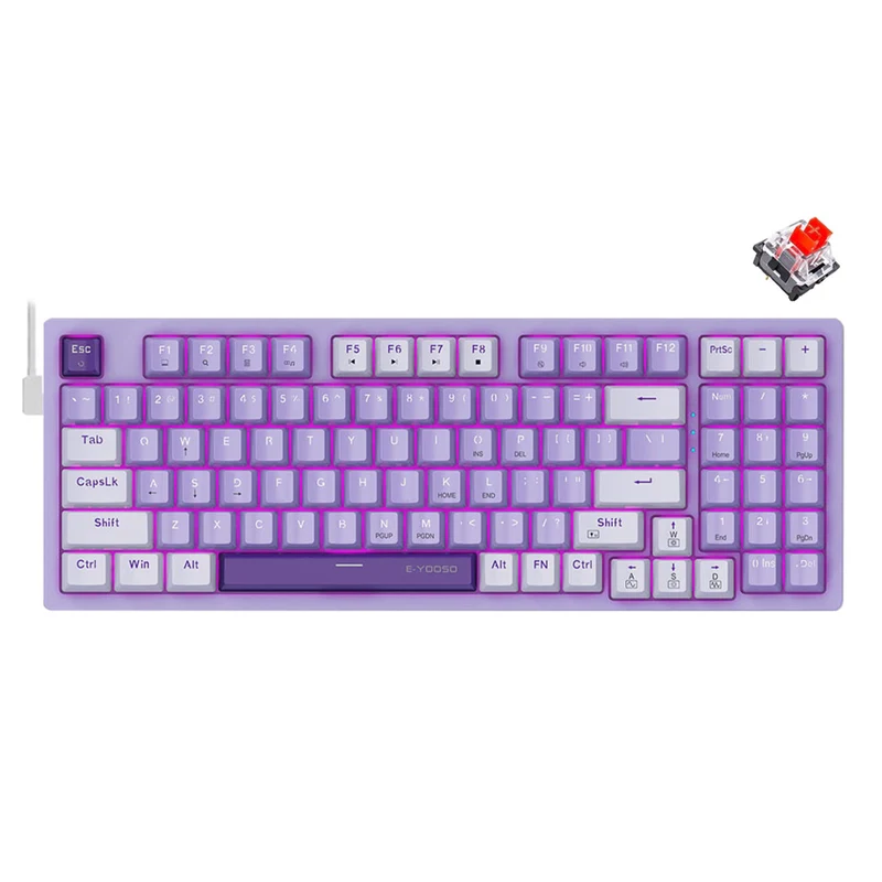 E-Yooso Z-94 Single Light 94-Keys Hot-Swappable Wired Mechanical Keyboard Deep Purple (Red Switch)