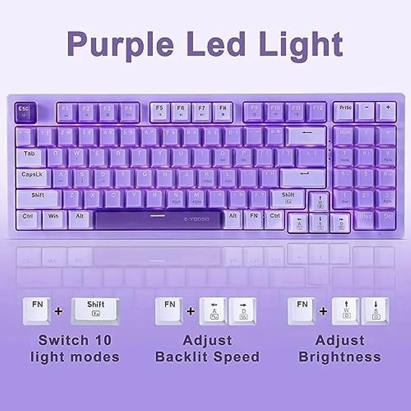 E-Yooso Z-94 Single Light 94-Keys Hot-Swappable Wired Mechanical Keyboard Deep Purple (Red Switch)