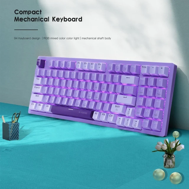 E-Yooso Z-94 Single Light 94-Keys Hot-Swappable Wired Mechanical Keyboard Deep Purple (Red Switch)