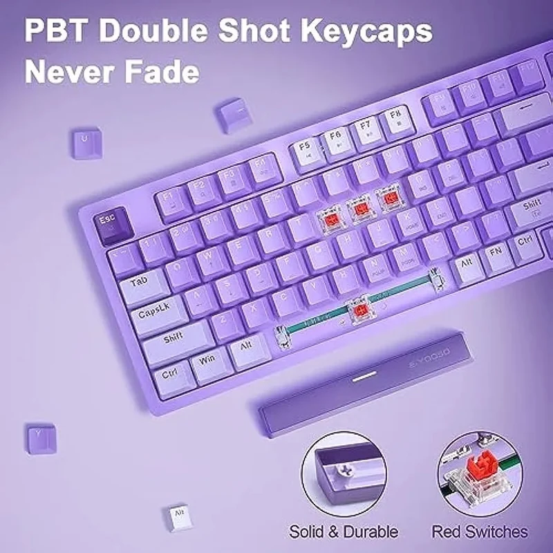 E-Yooso Z-94 Single Light 94-Keys Hot-Swappable Wired Mechanical Keyboard Deep Purple (Red Switch)