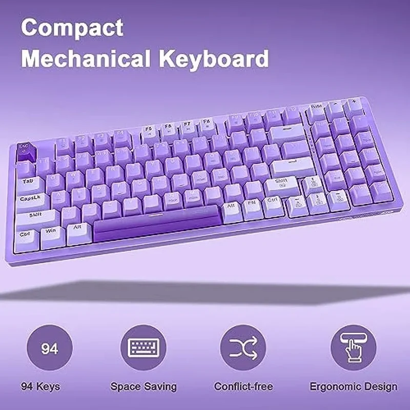 E-Yooso Z-94 Single Light 94-Keys Hot-Swappable Wired Mechanical Keyboard Deep Purple (Red Switch)