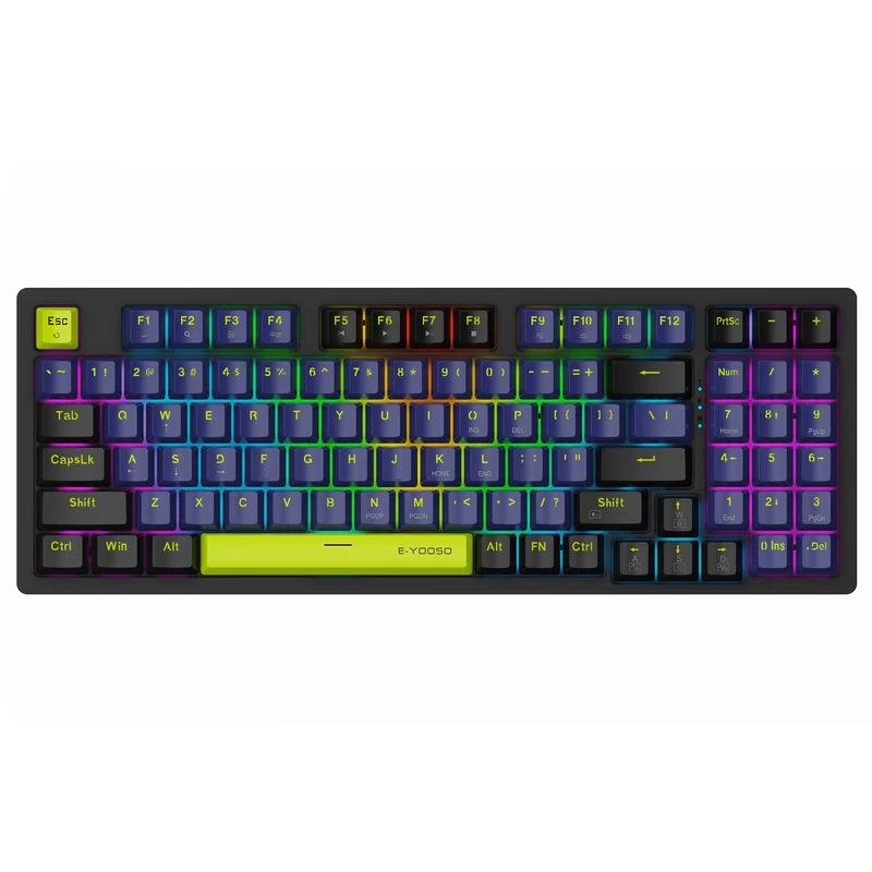 E-Yooso Z-94 Rainbow Light 94-Keys Hot-Swappable Wired Mechanical Keyboard Blue/Black (Blue Switch)