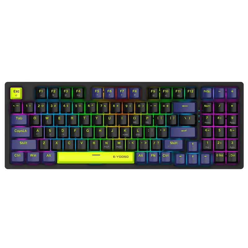 E-Yooso Z-94 Rainbow Light 94-Keys Hot-Swappable Wired Mechanical Keyboard Black/Blue (Red Switch)