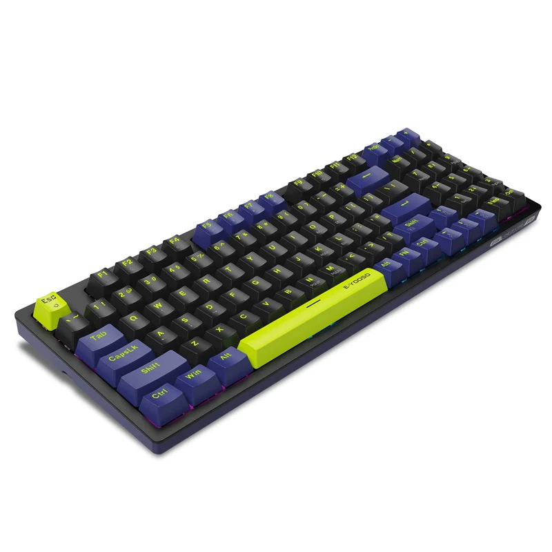 E-Yooso Z-94 Rainbow Light 94-Keys Hot-Swappable Wired Mechanical Keyboard Black/Blue (Red Switch)