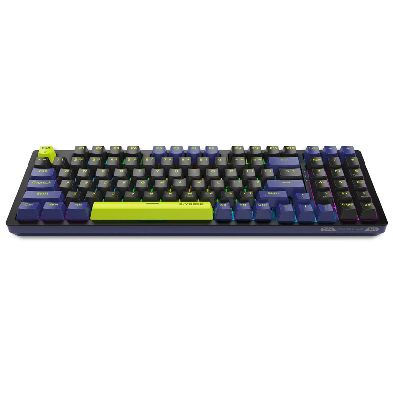 E-Yooso Z-94 Rainbow Light 94-Keys Hot-Swappable Wired Mechanical Keyboard Black/Blue (Red Switch)
