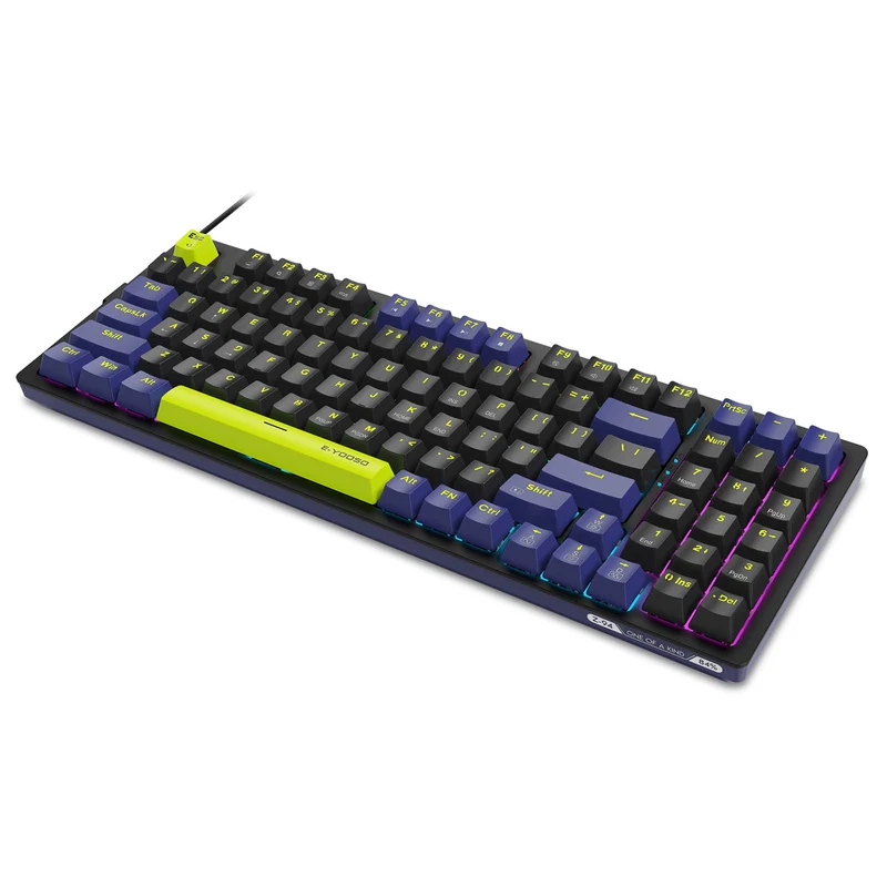 E-Yooso Z-94 Rainbow Light 94-Keys Hot-Swappable Wired Mechanical Keyboard Black/Blue (Red Switch)