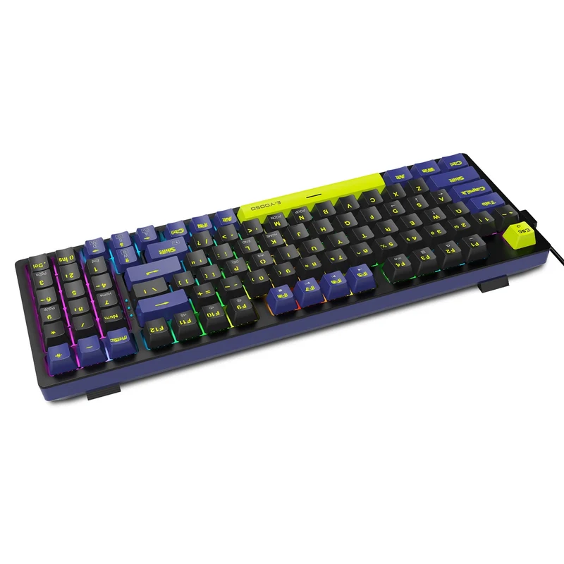 E-Yooso Z-94 Rainbow Light 94-Keys Hot-Swappable Wired Mechanical Keyboard Black/Blue (Red Switch)
