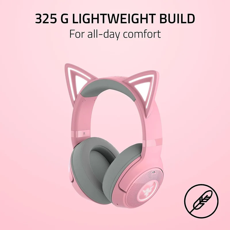 Razer Kraken Kitty V2 BT Wireless Bluetooth RGB Headset w/ Kitty Ears (Black, White, Quartz)