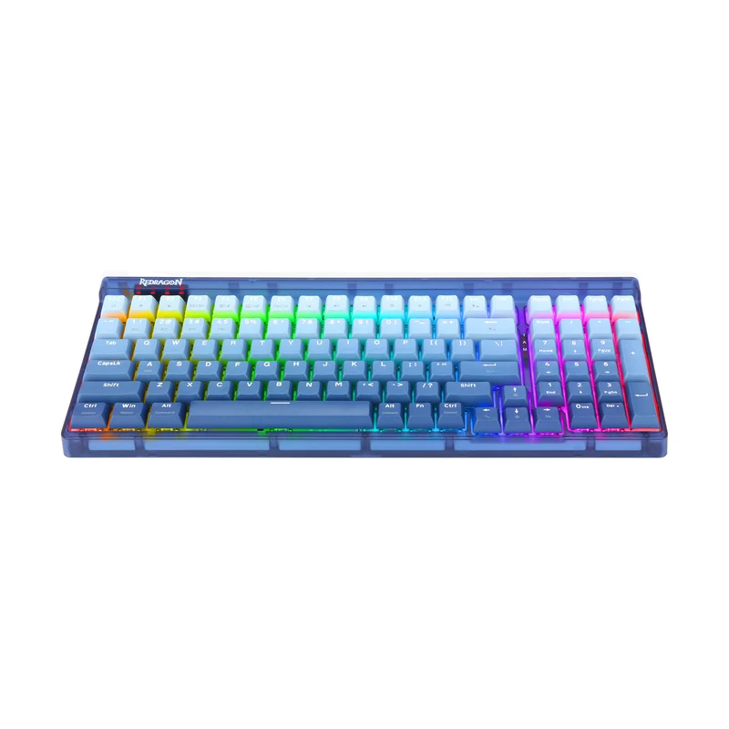 Redragon Garen Pro 100-Keys Hot-Swappable RGB Wireless Mechanical Keyboard (Dust-Proof Purple Switch) White-Blue (K656WB-RGB-PRO)