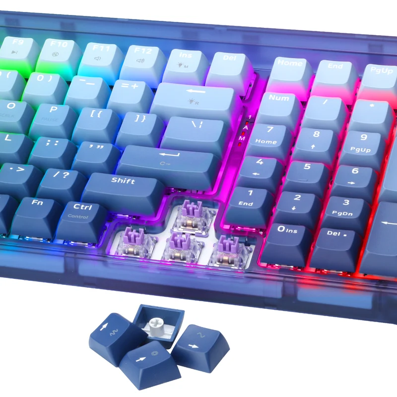 Redragon Garen Pro 100-Keys Hot-Swappable RGB Wireless Mechanical Keyboard (Dust-Proof Purple Switch) White-Blue (K656WB-RGB-PRO)