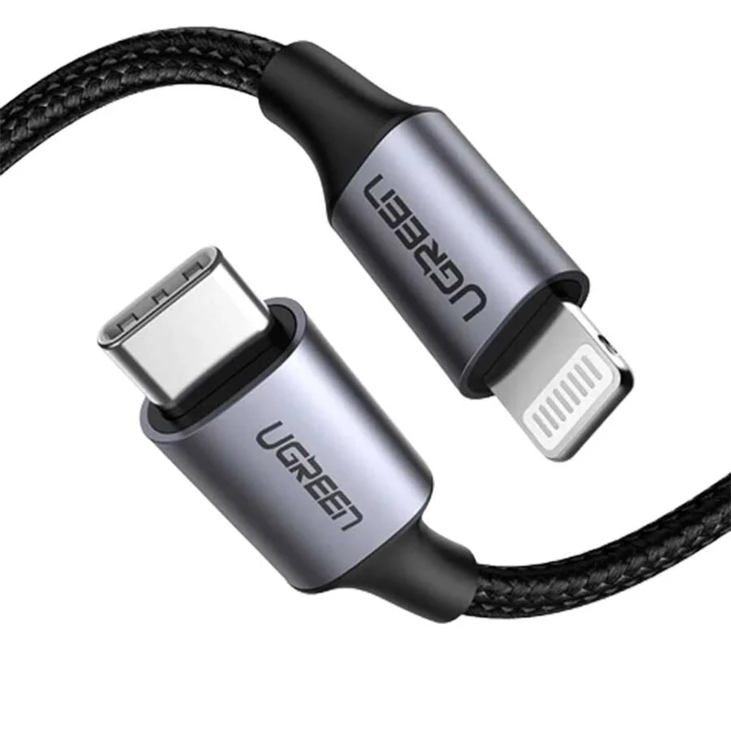 UGreen USB-C To Lightning Cable Aluminum Shell Braided 1m (Black) For Iphone/Ipad/Ipod (US304/60759)