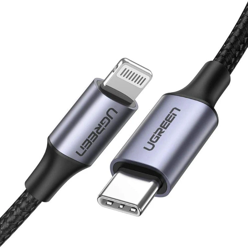 UGreen USB-C To Lightning Cable Aluminum Shell Braided 1m (Black) For Iphone/Ipad/Ipod (US304/60759)