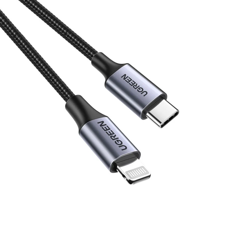 UGreen USB-C To Lightning Cable Aluminum Shell Braided 1m (Black) For Iphone/Ipad/Ipod (US304/60759)