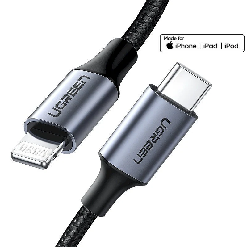 UGreen USB-C To Lightning Cable Aluminum Shell Braided 1m (Black) For Iphone/Ipad/Ipod (US304/60759)