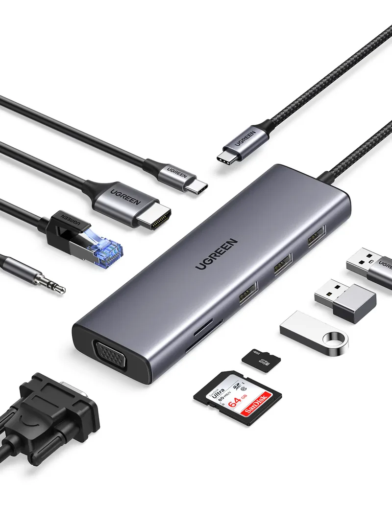 UGreen USB-C 10-In-1 Multifunction Adapter - 15cm (CM498/15601)