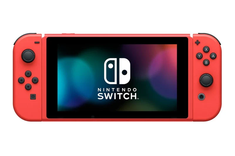 Nintendo Switch Console Mario Red & Blue Edition (Includes Carrying Case) + NSW Dobe Dust-Proof Kit Include Rubber Plug & Toughened Glass Film (TNS-862) Bundle