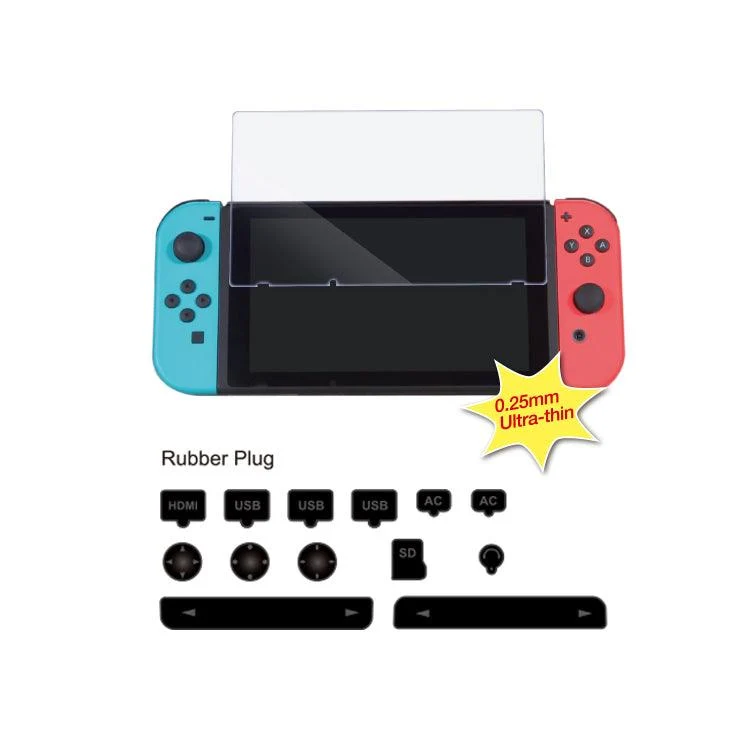 Nintendo Switch Console Mario Red & Blue Edition (Includes Carrying Case) + NSW Dobe Dust-Proof Kit Include Rubber Plug & Toughened Glass Film (TNS-862) Bundle