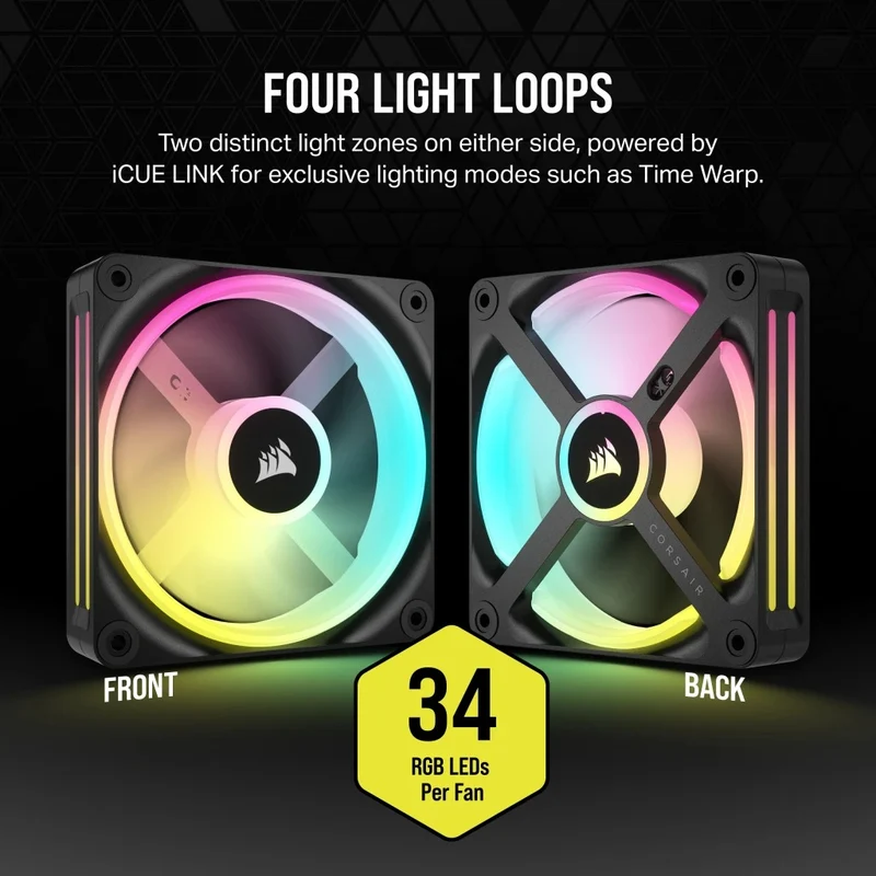 Corsair iCUE Link QX120 RGB 120mm PWM PC Fans Starter Kit With iCUE Link System Hub (Black) (Triple Pack)
