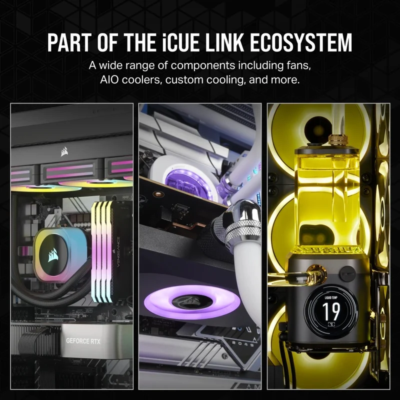 Corsair iCUE Link QX120 RGB 120mm PWM PC Fans Starter Kit With iCUE Link System Hub (Black) (Triple Pack)