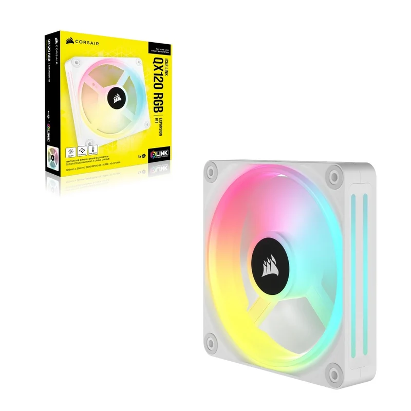 Corsair iCUE Link QX120 RGB 120mm PWM PC Fan Expansion Kit (White) (Single Pack)