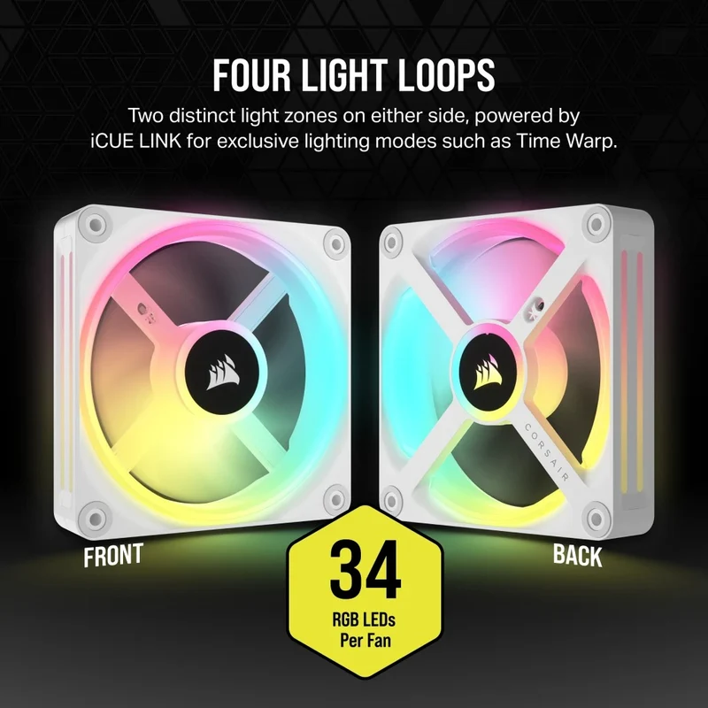 Corsair iCUE Link QX120 RGB 120mm PWM PC Fan Expansion Kit (White) (Single Pack)